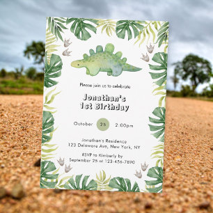 Little Dinosaur 1st Birthday Invitations