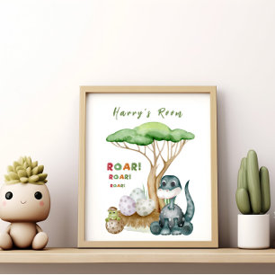 Little Dinosaur Baby Nursery Poster   Baby Gift