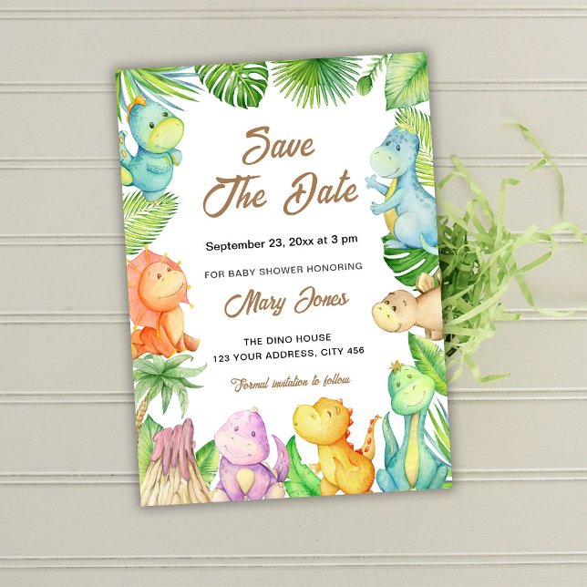 Little Dinosaur Baby Shower Save The Date Invitation (Creator Uploaded)
