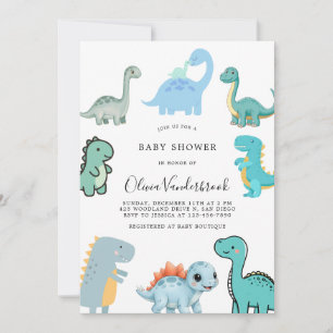Little Dinosaur Cute Baby Shower Invitation
