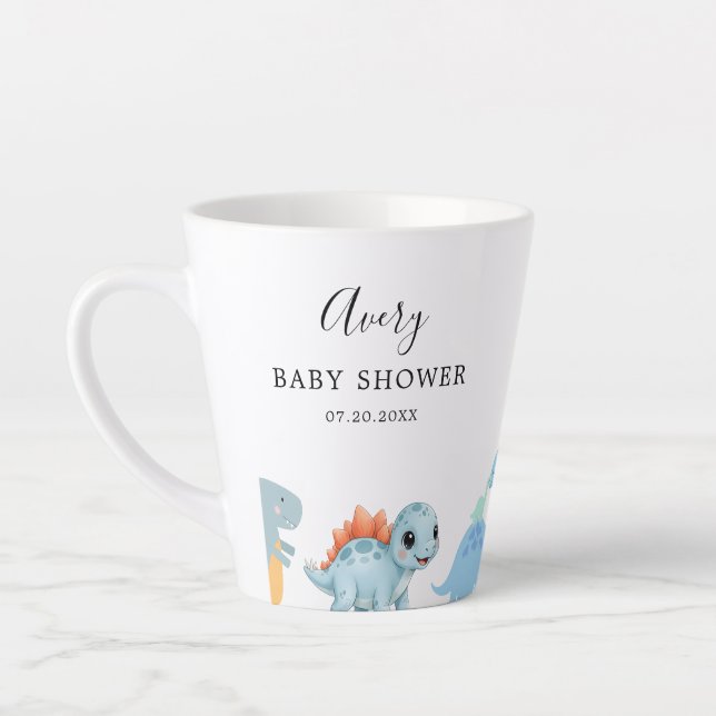 Little Dinosaur Cute Baby Shower Latte Mug (Left)