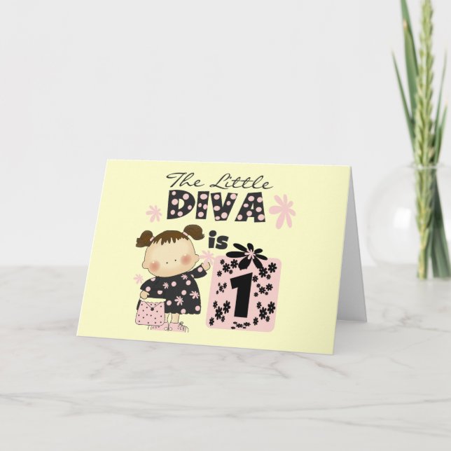 Little Diva 1st Birthday Tshirts and Gifts Card (Front)
