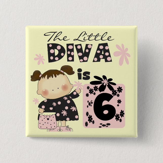 Little Diva 6th Birthday Tshirts and Gifts 15 Cm Square Badge (Front)
