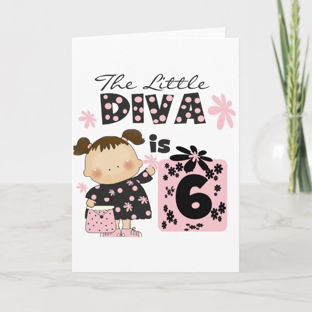 Little Diva 6th Birthday Tshirts and Gifts Card (Front)