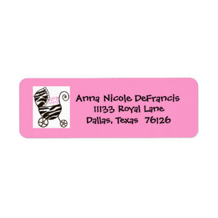 Little Diva Baby Buggy Return Address Label / Pink