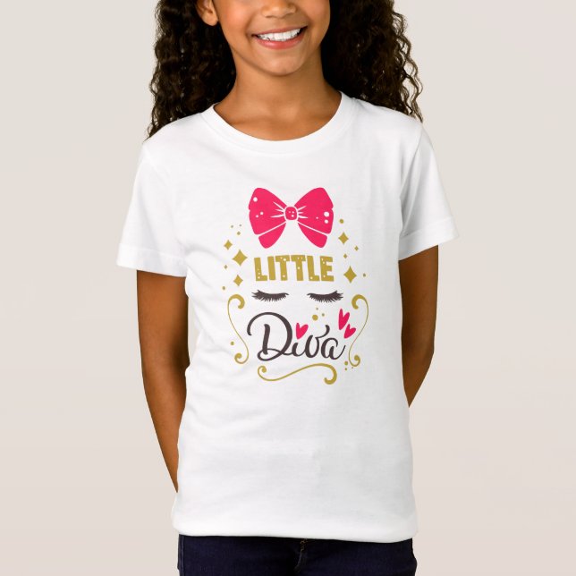 Little Diva Typography Girl Pink Adorable T-Shirt (Front)