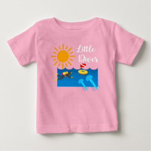 Little Diver with Jelly Fish - Baby Fine Jersey T- T-Shirt
