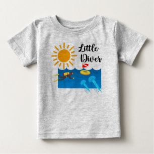 Little Diver with Jelly Fish - Baby Fine Jersey T- T-Shirt