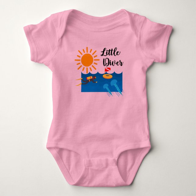 Little Diver with Jelly Fish - Baby Jersey Bodysui Bodysuit (Front)