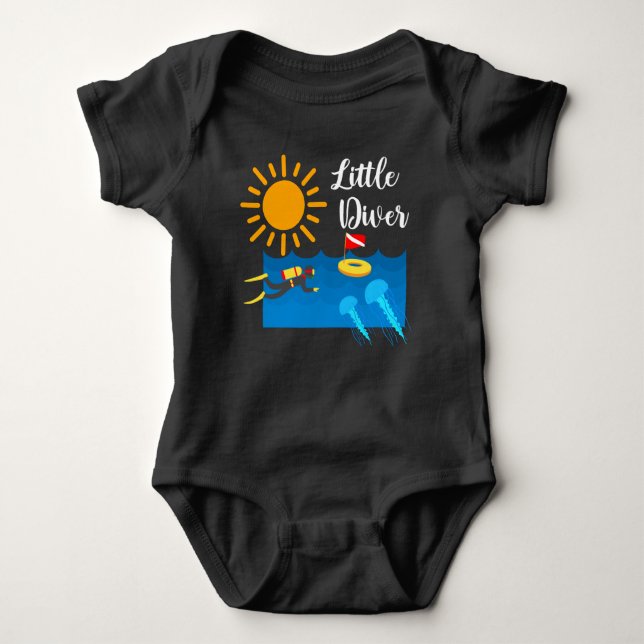Little Diver with Jelly Fish - Baby Jersey Bodysui Bodysuit (Front)