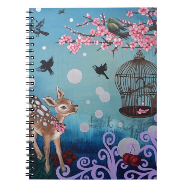 Little Doe with Cherry Blossoms Spiral Notebook (Front)