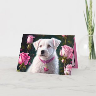 Little Dog And Rose Collection Card