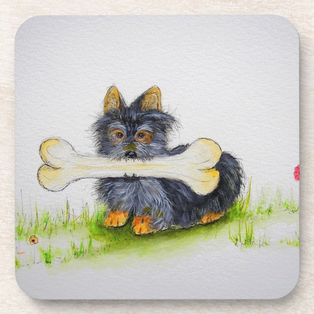 Little Dog Big Bone ( Yorkshire terrier ) Coaster (Front)
