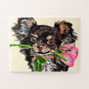 Little Dog with Rose Jigsaw Puzzle