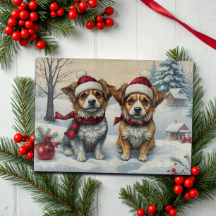 Little Dogs in Preppy Winter Attire and Hat Winter Cutting Board