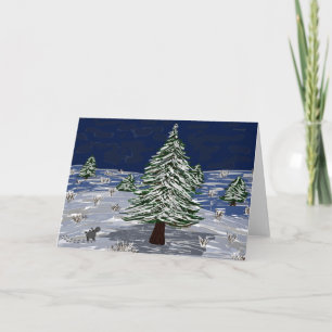 little donkey and big pine tree holiday card