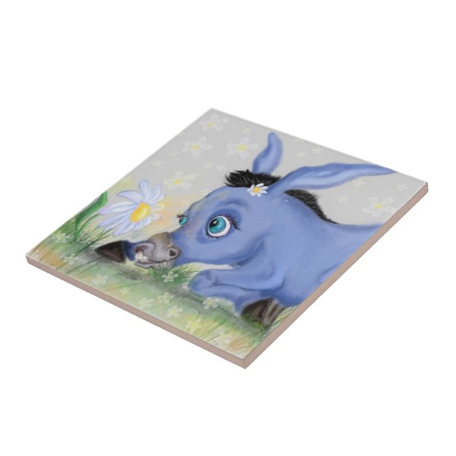 Little Donkey and Daisy - Cute Tile (Side)