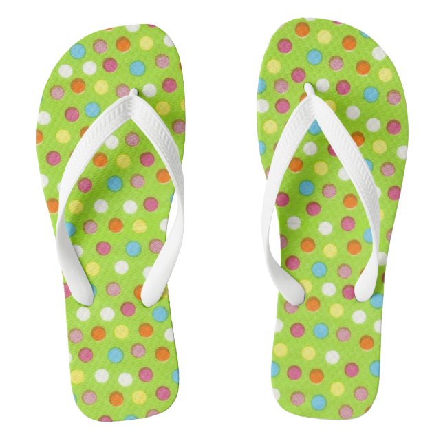 Little Dots on Green Jandals (Footbed)
