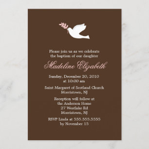 Little Dove Girl Christening and Baptism Invitation