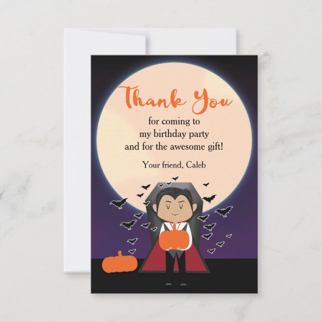 Little Dracula Vampire Halloween Thank You Card (Front)