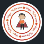 Little Dracula Vampire Happy Halloween Party Treat Classic Round Sticker<br><div class="desc">Little Dracula Vampire Happy Halloween Party Treat Stickers</div>