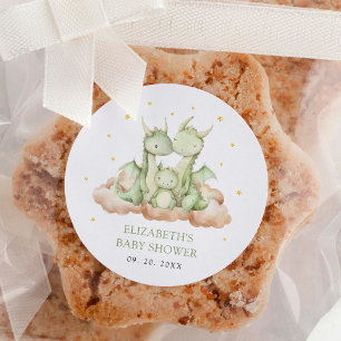 Little Dragon Baby Shower Classic Round Sticker