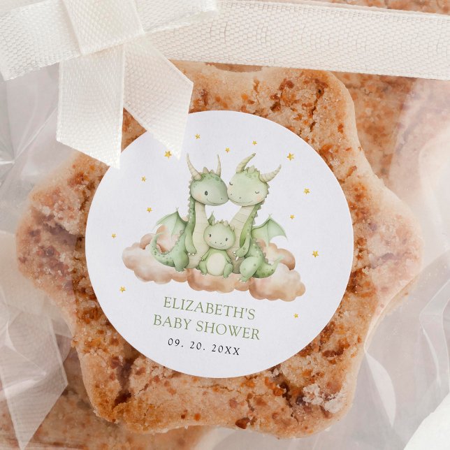 Little Dragon Baby Shower Classic Round Sticker (Creator Uploaded)