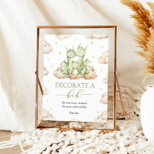 Little Dragon Baby Shower Decorate A Bib Sign