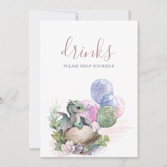 Little Dragon Baby Shower Drinks Sign Invitation (Front)