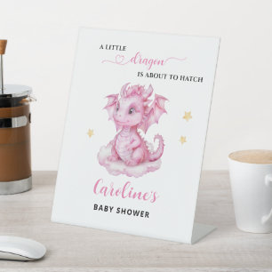 Little Dragon Baby Shower Pedestal Sign