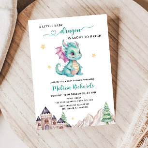 Little Dragon is about to hatch Baby Shower Invitation