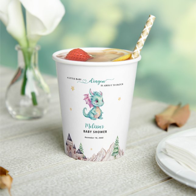 Little Dragon is about to hatch Baby Shower Paper Cups (Insitu)