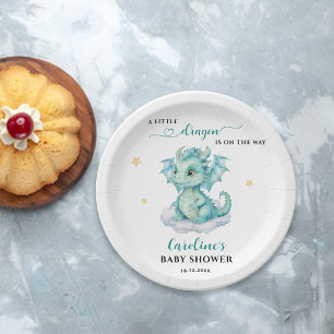 Little Dragon is on the Way Baby Shower Paper Plate