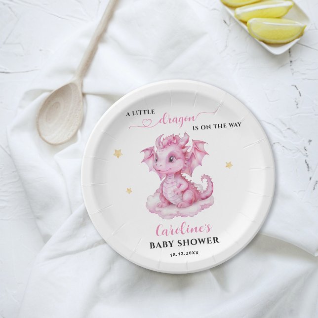 Little Dragon is on the Way Baby Shower Paper Plate (Creator Uploaded)