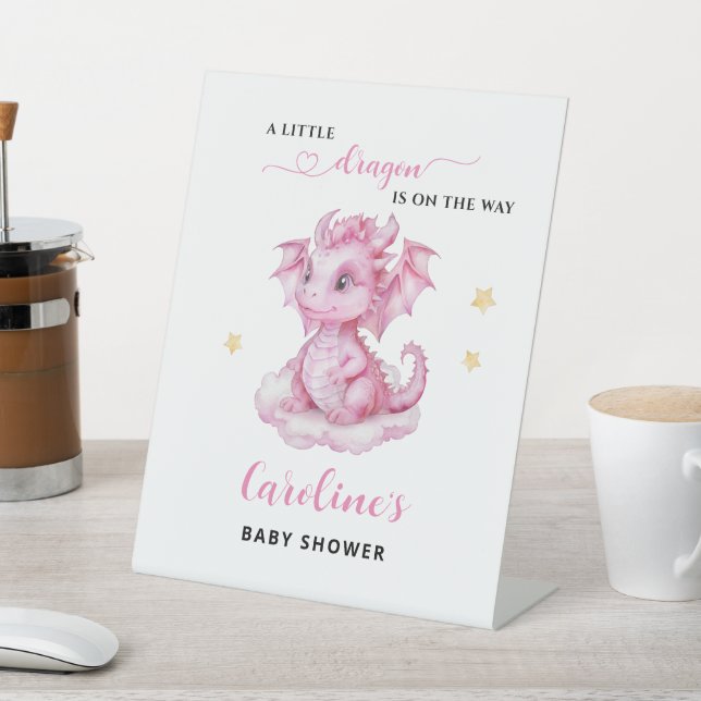 Little Dragon is on the Way Baby Shower Pedestal Sign (In SItu)