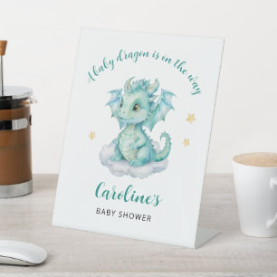 Little Dragon is on the Way Baby Shower Pedestal Sign