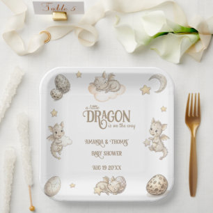 Little Dragon Magical Baby Shower Paper Plate