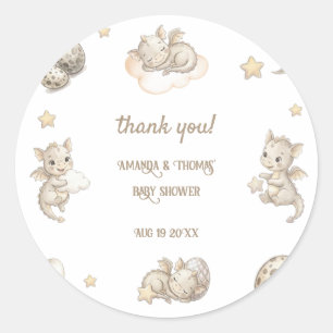 Little Dragon Magical Baby Shower Thank You Classic Round Sticker