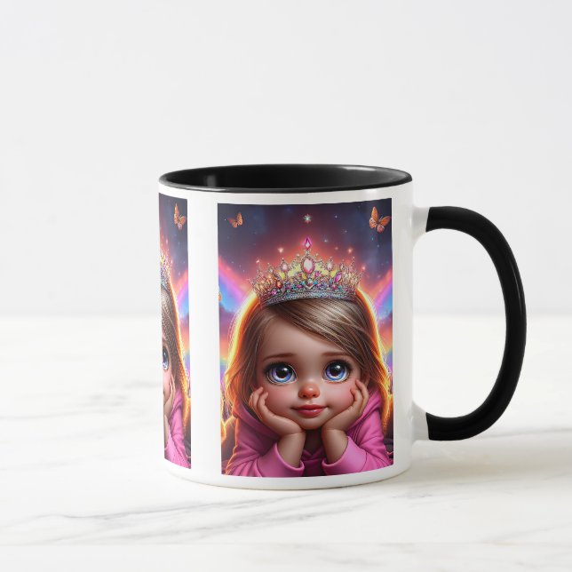 Little dreamy princess with a crown. mug (Right)