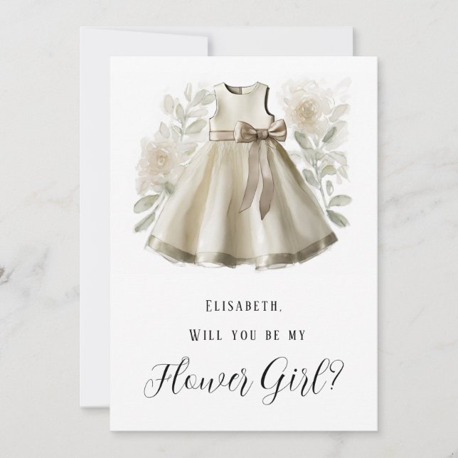 Little Dress Floral Will You Be My Flower Girl Invitation (Front)