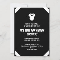 Little Dress Simple Black White Baby Shower