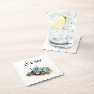 Little Driver On His Way Paper Coaster