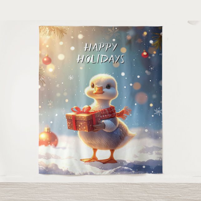 Little Duck Holiday Backdrop Tapestry (Front)