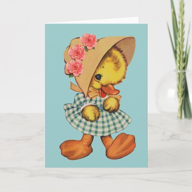 Little Duck in Dress and Bonnet Card (Front)