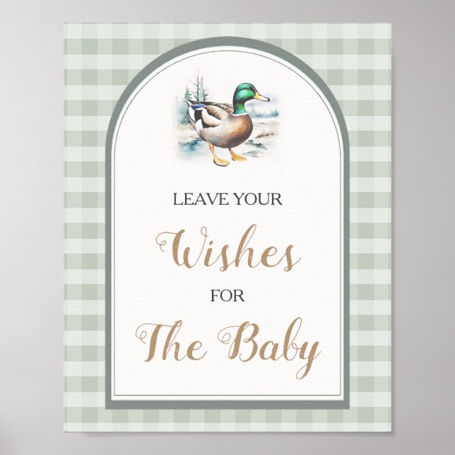 Little Duckling Baby Shower Leave Your Wishes Poster (Front)