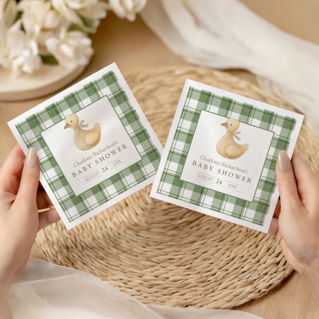 Little Duckling | Classic Neutral Gingham Napkin (Creator Uploaded)