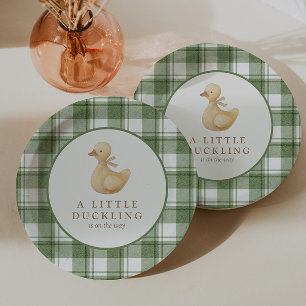 Little Duckling   Classic Neutral Gingham Paper Plate
