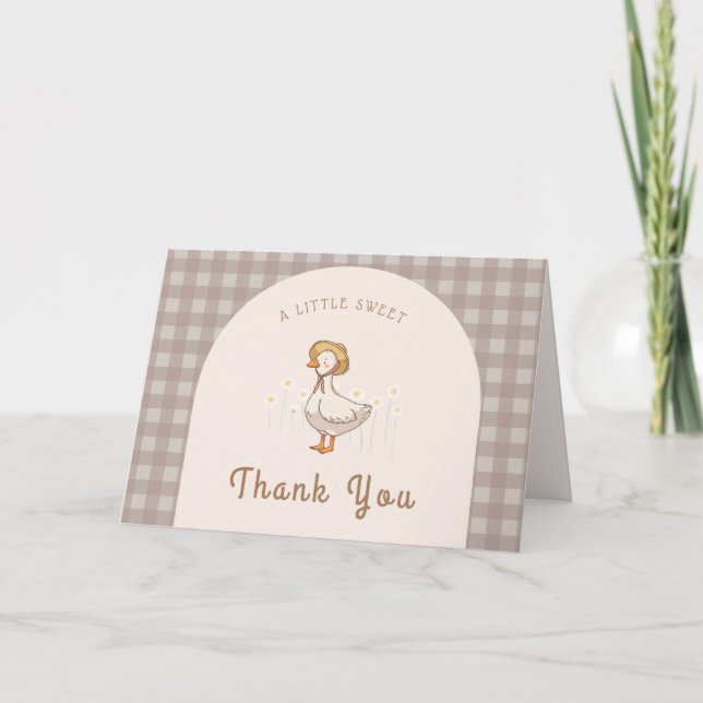 Little Duckling Farm Animal Gingham Baby Shower  Thank You Card (Front)