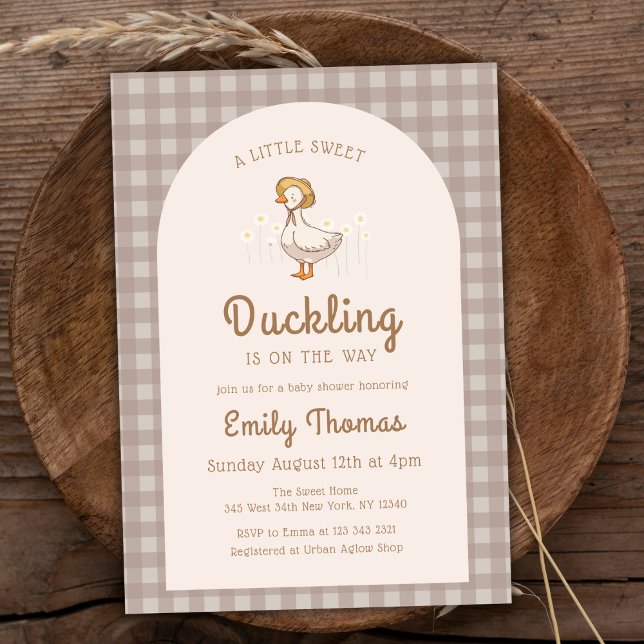 Little Duckling Farmhouse Gingham Baby Shower  Invitation (Little Duckling Farmhouse Gingham Baby Shower Invitation)