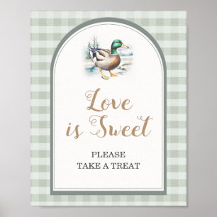 Little Duckling Gingham Baby Shower Love is Sweet Poster